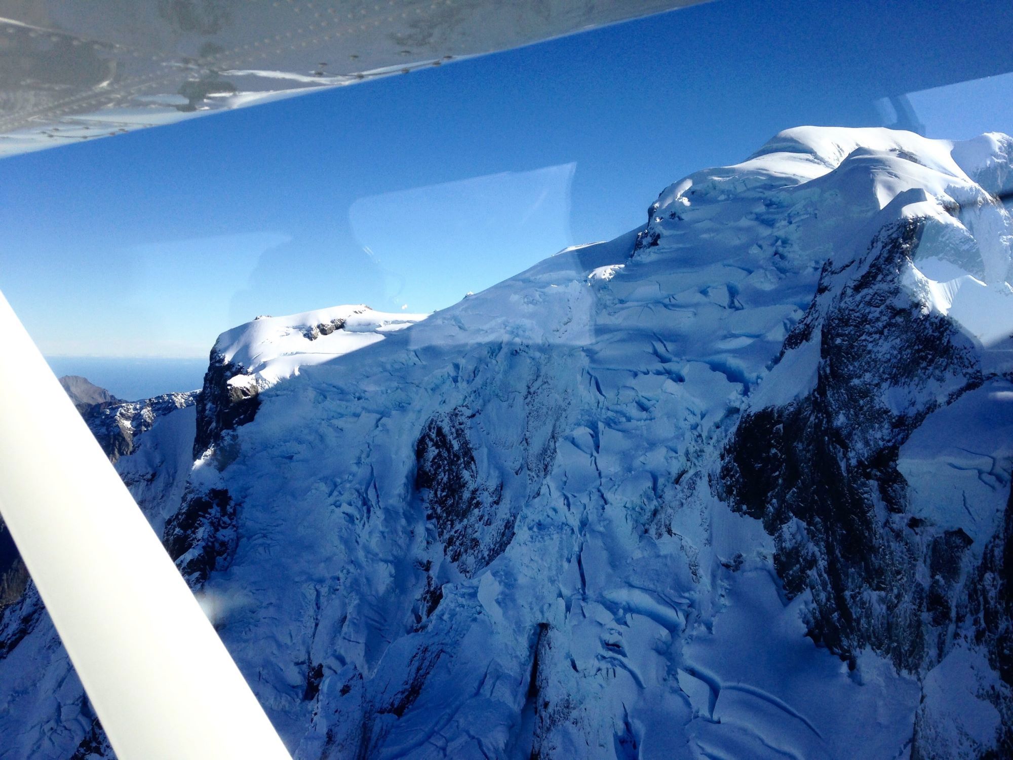 Flight passing by glaciers