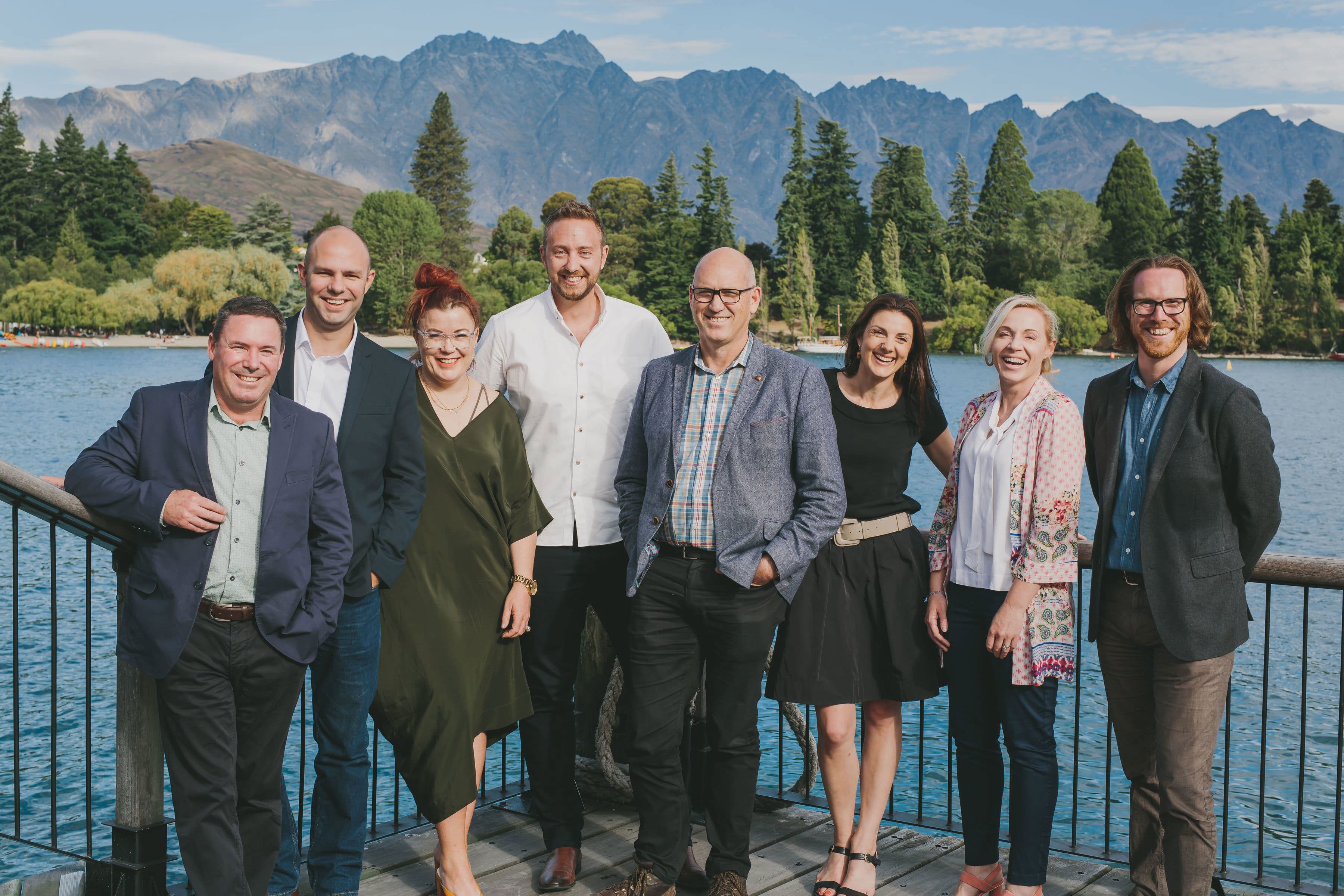 Senior Leadership team in front of the remarkables