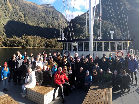 Group of passengers on the muster station