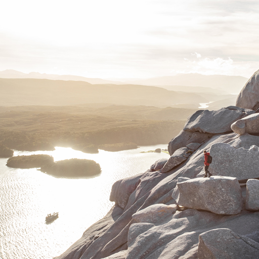 Person standing on Bold Cone, Stewart Island