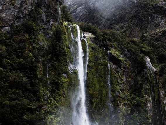 Waterfall in Milford Sound