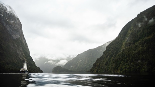 vessel sailing into Doubtful Sound