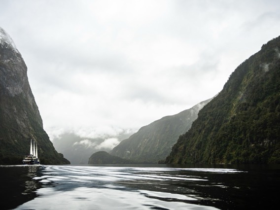 vessel sailing into Doubtful Sound