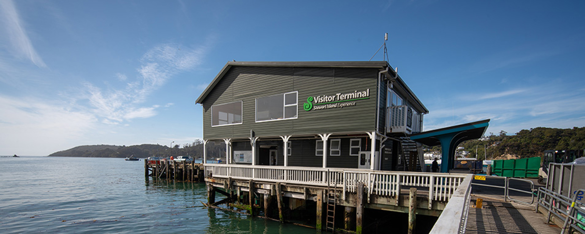 The Stewart Island Ferry terminal on a sunny day