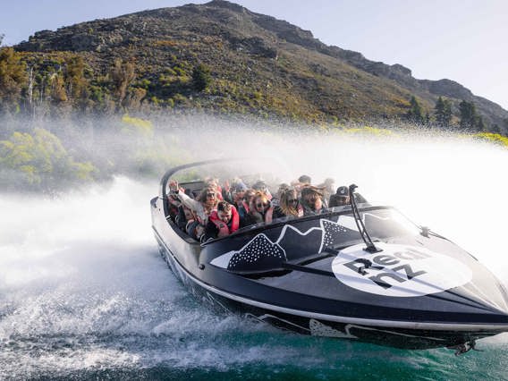 A queenstown jet boat does a spin