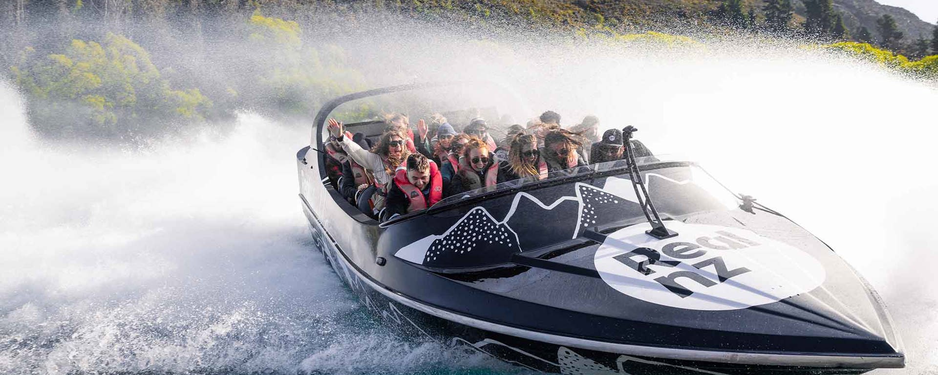 A queenstown jet boat does a spin