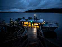 Ferry docked in the evening