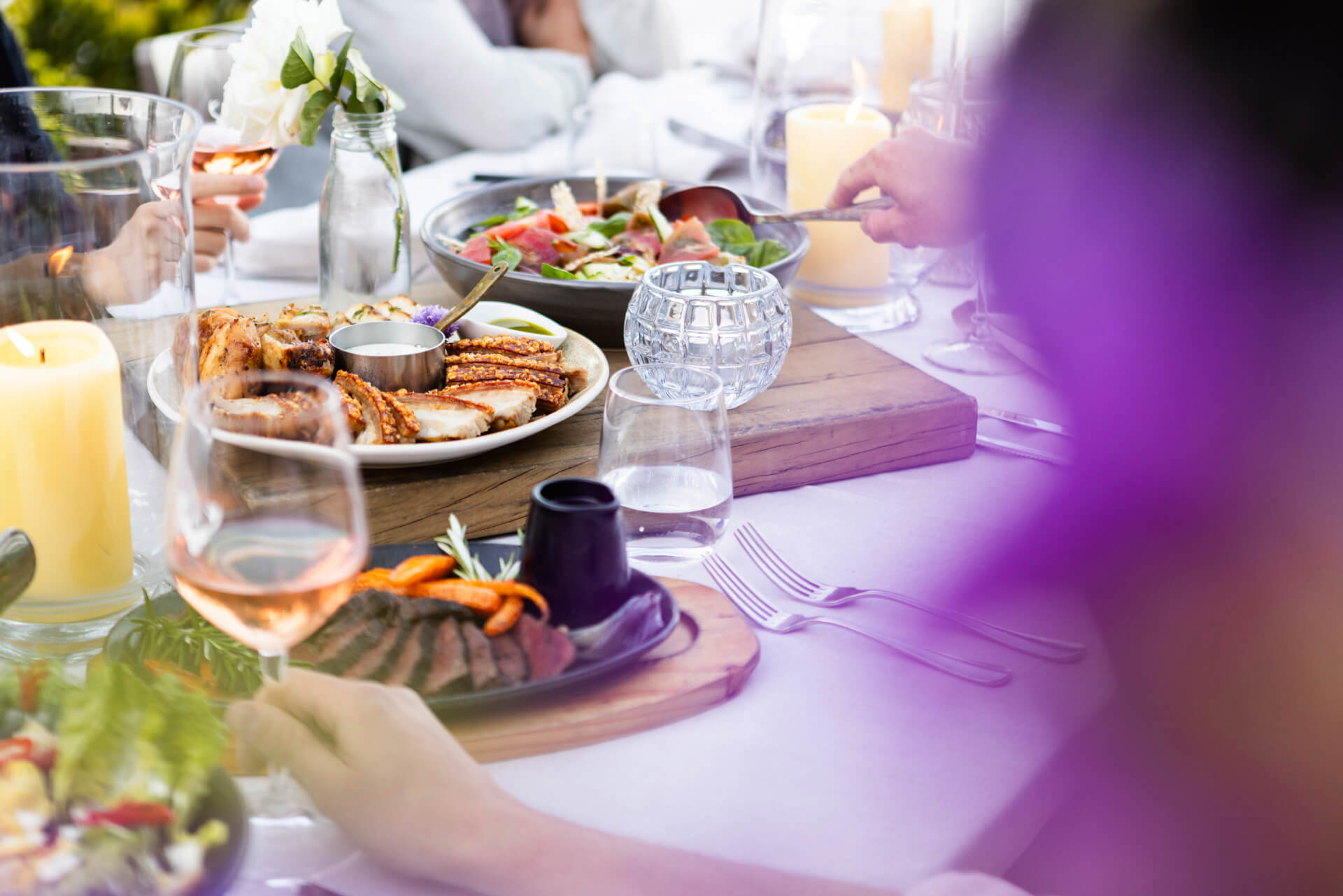 A spread of delicious food and drink at Walter Peak in Queenstown.