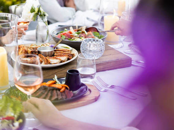 A spread of delicious food and drink at Walter Peak in Queenstown.