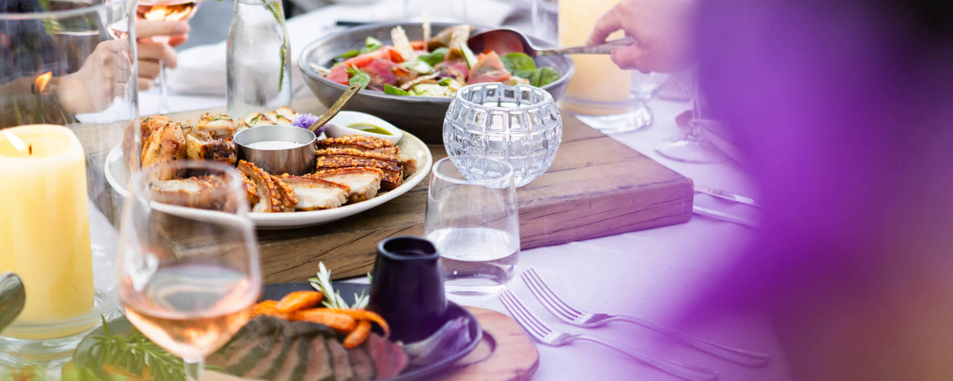 A spread of delicious food and drink at Walter Peak in Queenstown.